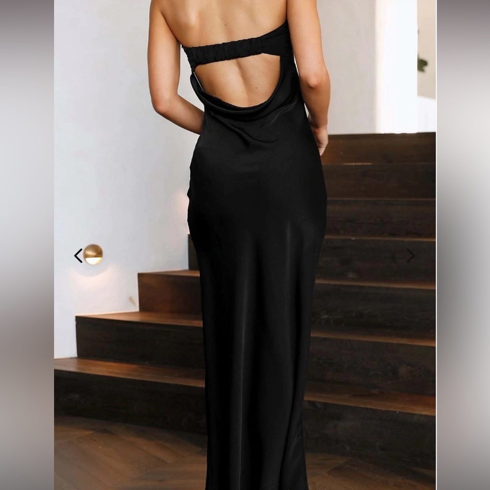 SOLID SATIN FOLDED OVER BUST MAXI DRESS